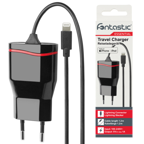 Essential Netzteil Lightning 1A schwarz