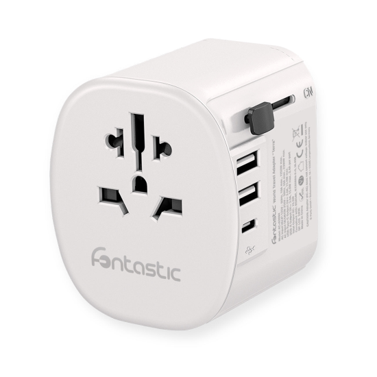 Fontastic Welt-Adapter &bdquo;Terra&ldquo; US/UK/AUS/CN/EURO 10A Fuse, 250V/2300W, USB-A+C, Schukostecker ws