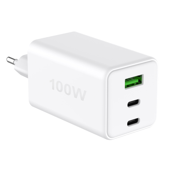 Fontastic Netzteil GAN 100W, 2 x Typ-C + USB-A ws Power Delivery, Fast Charge, Ladesteuerung, &ldquo;Zona&rdquo;