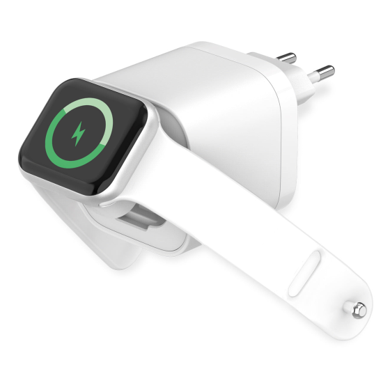 Fontastic 35W GaN Netzteil mit einziehbarem Kabel iWatch Kabelloses Laden C+A Ports PD FC &ldquo;QiZap" ws