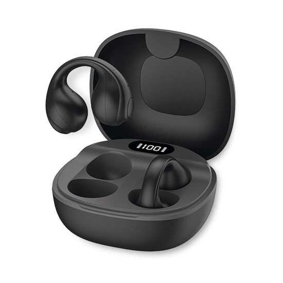 Fontastic OWS Kabellose Open Ear Kopfh&ouml;rer schwarz Tragekomfort, Touch-Steuerung, Ladeetui, "Active"