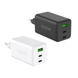 Fontastic Netzteil GAN 100W, 2 x Typ-C + USB-A ws Power Delivery, Fast Charge, Ladesteuerung, &ldquo;Zona&rdquo;