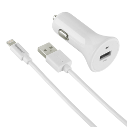 2teiliges Lade-/Daten-Set Lightning 2.4 A wei&szlig; USB KFZ Picco/Datenkabel 1.2m