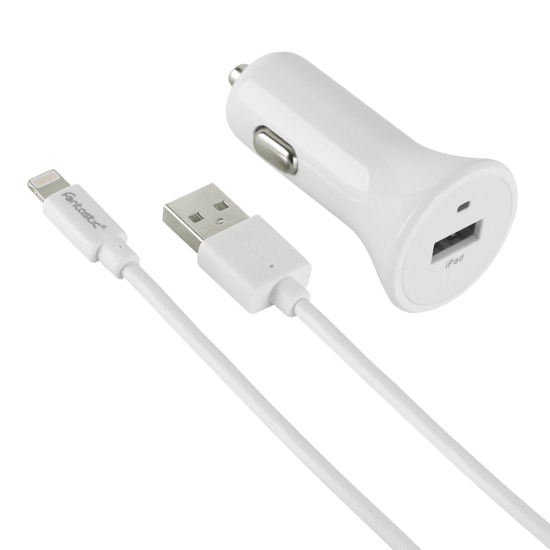 2teiliges Lade-/Daten-Set Lightning 2.4 A wei&szlig; USB KFZ Picco/Datenkabel 1.2m