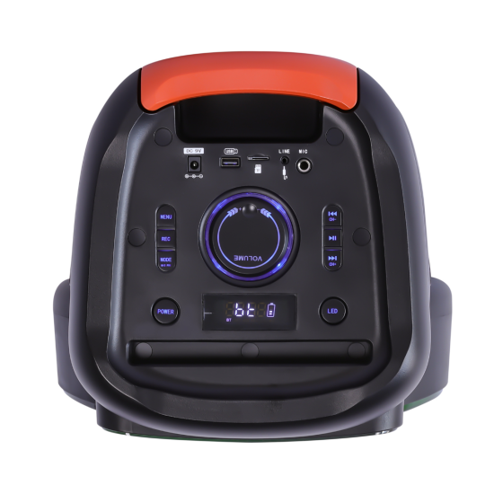 Fontastic Party-Lautsprecher mit Trolley, 400 Watt Mikrofon, Fernbedienung, Lichtshow, "Rokka" sw