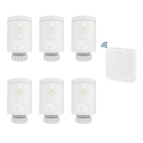 WLAN Smart Home Paket Heizen, 6 St&uuml;ck Smartes Heizk&ouml;rperthermostat + WLAN Gateway