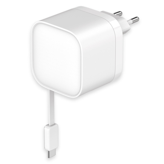 Fontastic 35W GaN Netzteil mit einziehbarem Kabel USB Typ-C + A Ports, Kabel Typ-C PD FC &ldquo;Zap" sw