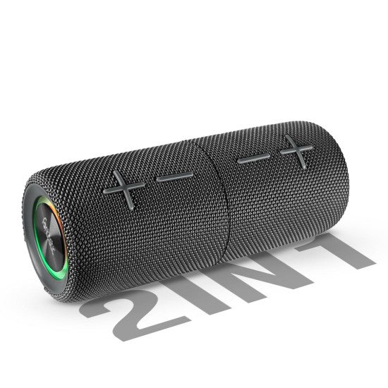 Fontastic 2-in-1 TWS Lautsprecher "Cora" 20Watt 360&deg; Raumklang, Split-Design, LED, AUX, IPX5, grau